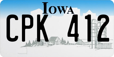 IA license plate CPK412
