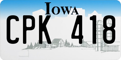 IA license plate CPK418
