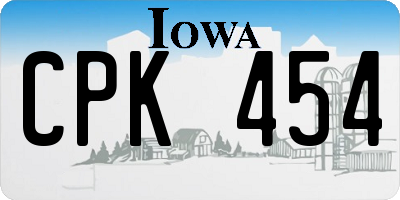 IA license plate CPK454