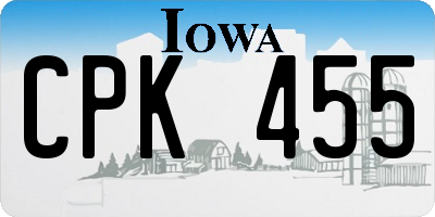 IA license plate CPK455