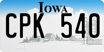 IA license plate CPK540