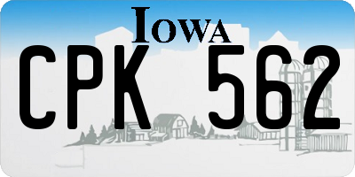 IA license plate CPK562