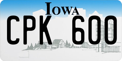 IA license plate CPK600
