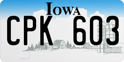 IA license plate CPK603
