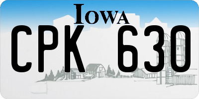 IA license plate CPK630