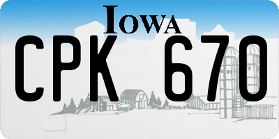 IA license plate CPK670