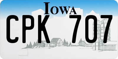 IA license plate CPK707
