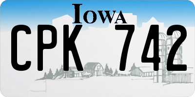 IA license plate CPK742