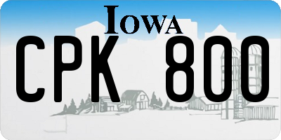 IA license plate CPK800