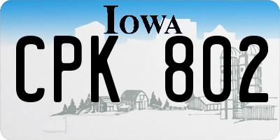 IA license plate CPK802