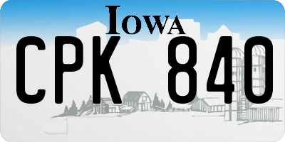 IA license plate CPK840