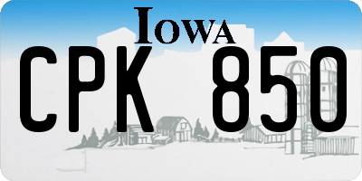 IA license plate CPK850