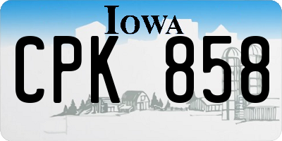 IA license plate CPK858