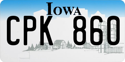 IA license plate CPK860
