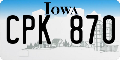 IA license plate CPK870