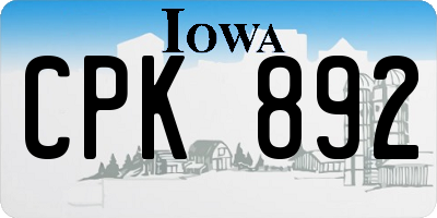 IA license plate CPK892