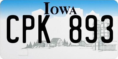 IA license plate CPK893