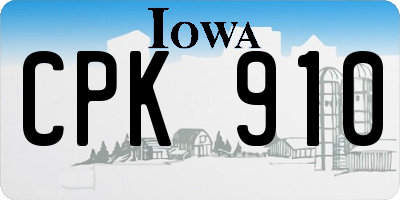 IA license plate CPK910