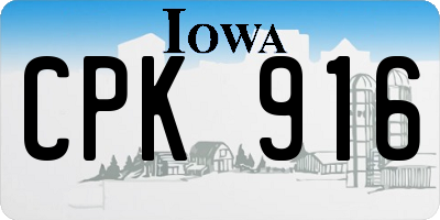 IA license plate CPK916