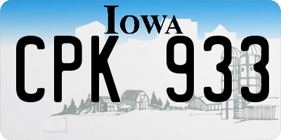 IA license plate CPK933