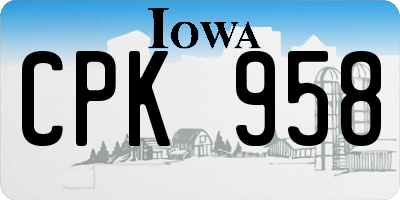 IA license plate CPK958