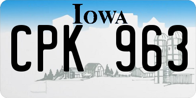 IA license plate CPK963