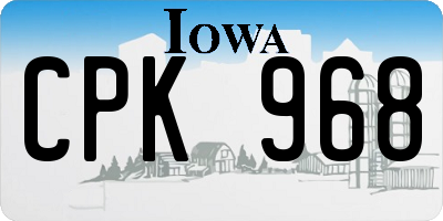 IA license plate CPK968