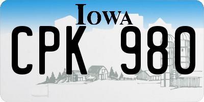 IA license plate CPK980