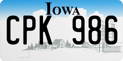 IA license plate CPK986