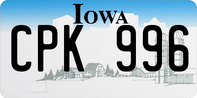 IA license plate CPK996