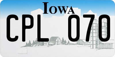 IA license plate CPL070