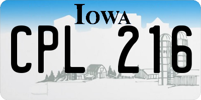 IA license plate CPL216