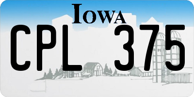 IA license plate CPL375