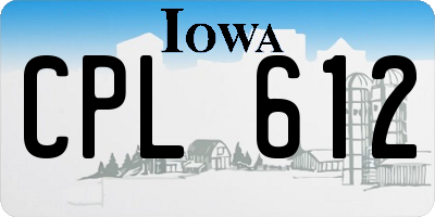 IA license plate CPL612