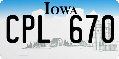 IA license plate CPL670