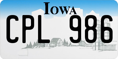 IA license plate CPL986