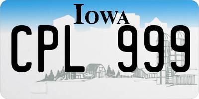 IA license plate CPL999