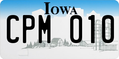 IA license plate CPM010