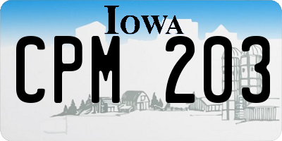 IA license plate CPM203