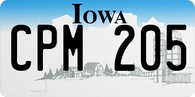 IA license plate CPM205