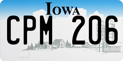 IA license plate CPM206