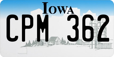 IA license plate CPM362