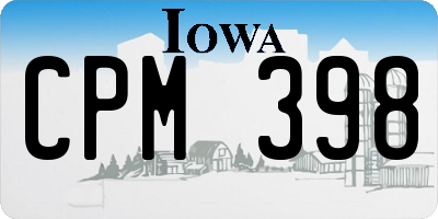 IA license plate CPM398