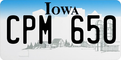 IA license plate CPM650