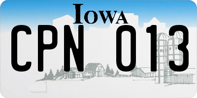 IA license plate CPN013