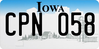 IA license plate CPN058