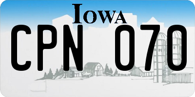 IA license plate CPN070
