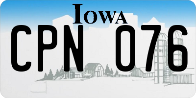 IA license plate CPN076