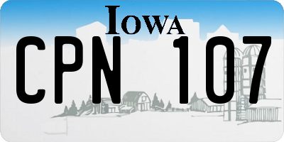 IA license plate CPN107