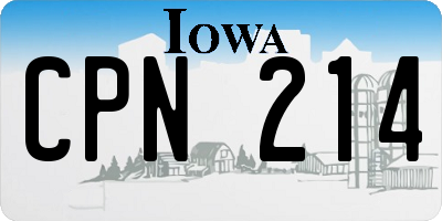 IA license plate CPN214